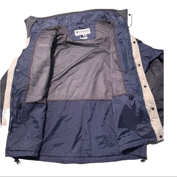 Columbia Size L Blue Wind Breaker Water Proof Jacket Coat Black Zip Up Men - Picture 2 of 9